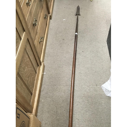 1626 - An Antique Medieval knights style Lance with a wooden shaft steel point.