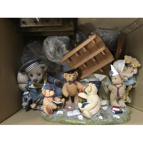 121 - A box containing a collection of modern collectable bears with stands etc. NO RESERVE