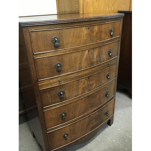 158 - No Reserve - A Mahogany bow fronted chest of drawers fitted with five drawers height 107cm width 76c... 