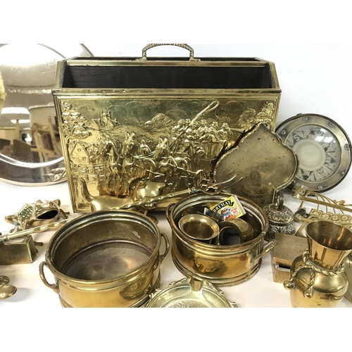 196 - No Reserve - Brass ornaments including brass animals, a plate box and match stick boxes