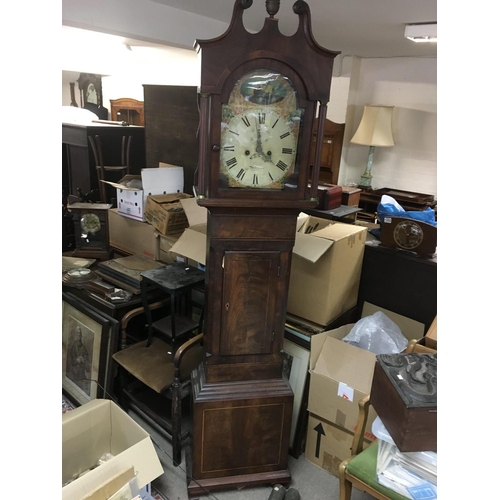 207 - An inlaid mahogany longcase clock with painted dial, eight day going. NO RESERVE