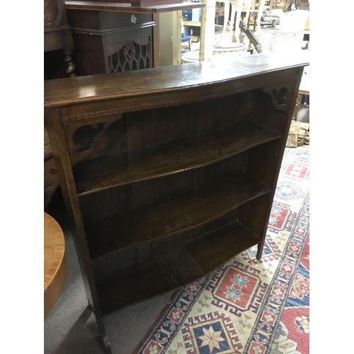 214 - No Reserve - An oak three tier book case, approx 91cm x 24cm x 103cm.