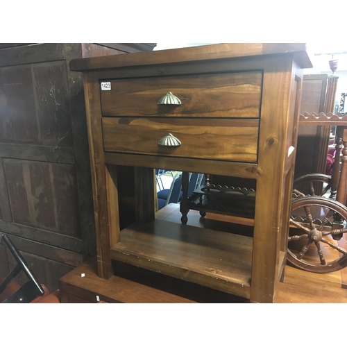 238 - A modern stained solid pine side table with two drawers. NO RESERVE