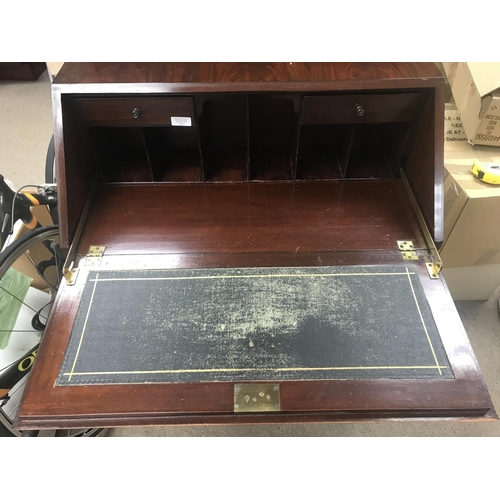 268 - No Reserve - An Edwardian mahogany bureau. Raised back above a full front fitted with three draws on... 