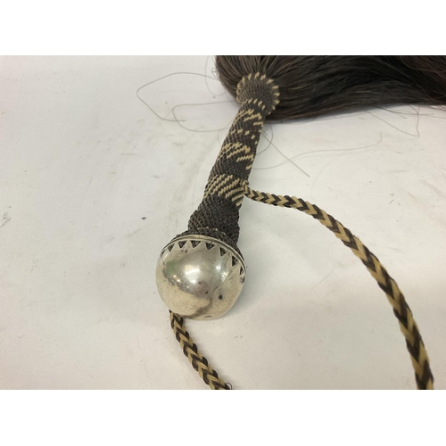 307 - Beaded fly whisk made from horse hair with a white metal pommel. NO RESERVE