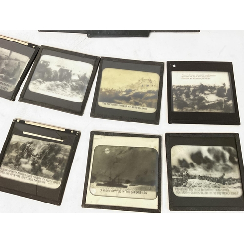 308 - No Reserve - Black and white glass slides of World War One