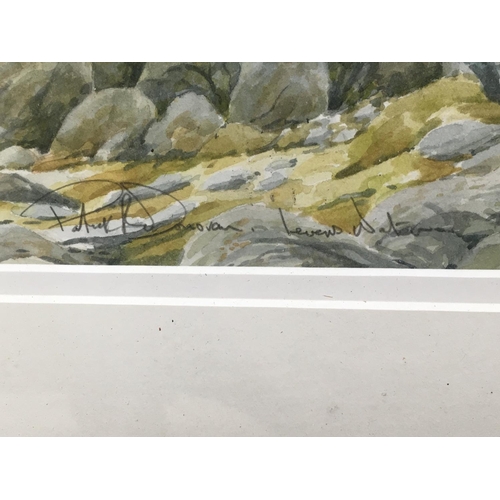 340 - Watercolour painting by Patrick R Donovan depicting a mountain landscape. Frame dimensions- 68x50cm