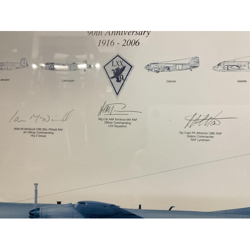 343 - Framed and signed plane prints of a Hercules C3A & Spitfires signed by Johnnie Johnson