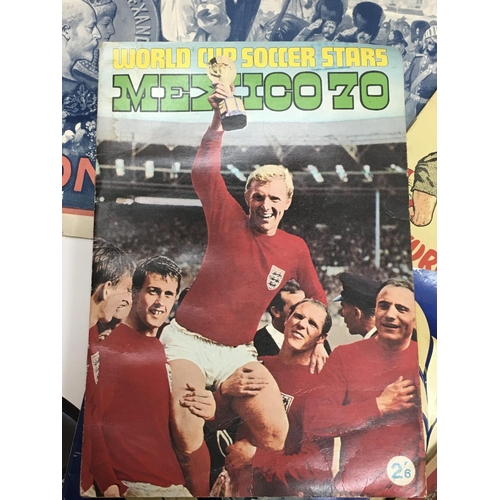 410 - A box of mixed ephemera including a FKS Mexico 1970, sticker album.