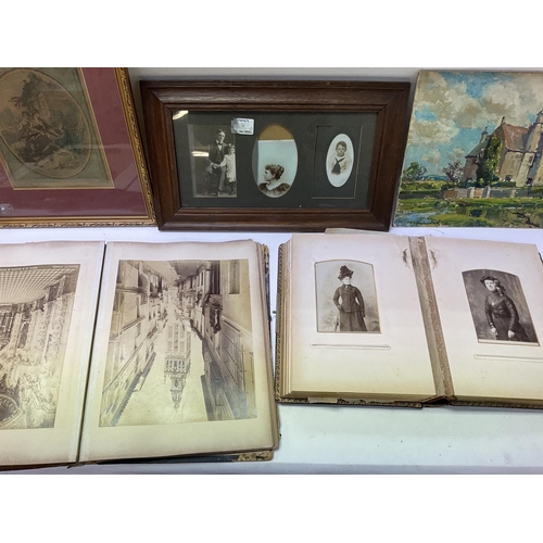 417 - Victorian photo albums and pictures, most items need restoration due to age