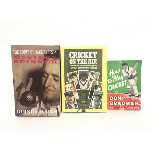 450 - 1 box of assorted Cricket books, including Playfair Test Cricket and other vintage items NO RESERVE