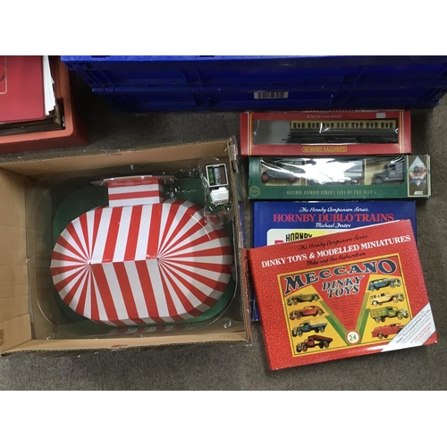 507 - Assorted lot including NAO ceramics, a Hornby boxed carriage, model books, sewing box & A boxed Days... 