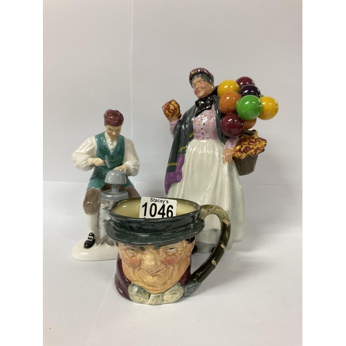 92 - A Royal Doulton Balloon lady figure, The silversmiths of Williamsburg plus a small Doulton Toby of S... 