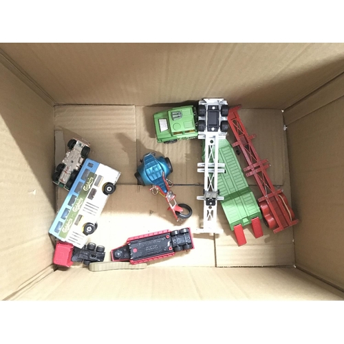 104 - A Box Containing A Collection of Playworn Die-Cast Including Corgi. Dinky.Matchbox. Etc.