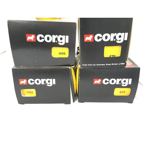 124 - A Collection of 4 Boxed Corgi Vehicles including Renault 5 Turbo set #1352. A Ford Escort #496. Etc.