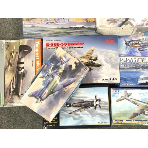 160 - 2 Boxes Containing Various Model Kits ( 2 Part Built) all Boxed.(2)