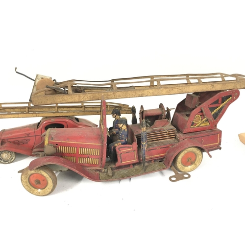 184 - A 1930s Karl Bub Tinplate Fire Engine and Car.