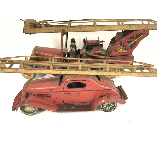 184 - A 1930s Karl Bub Tinplate Fire Engine and Car.