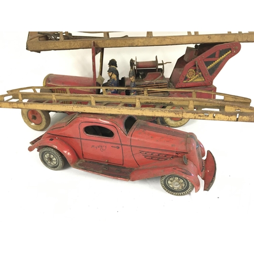 184 - A 1930s Karl Bub Tinplate Fire Engine and Car.