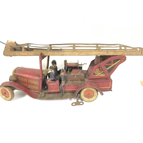 184 - A 1930s Karl Bub Tinplate Fire Engine and Car.