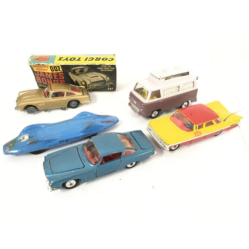 197 - A Collection of 5 Corgi Cars Including a DB5 with Part Box.