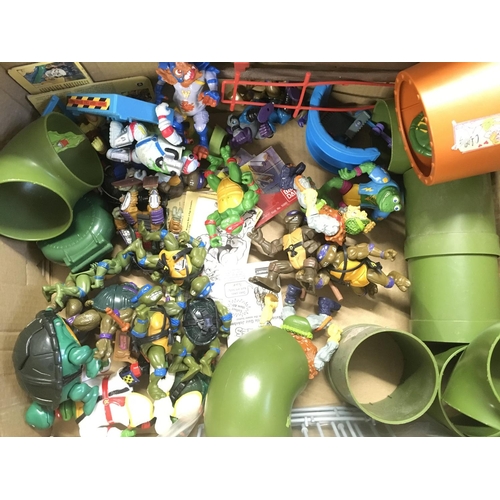 209 - A Box Containing Vintage Teenage Mutant Hero Turtles. Including Parts and Spares.