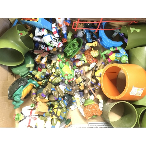 209 - A Box Containing Vintage Teenage Mutant Hero Turtles. Including Parts and Spares.