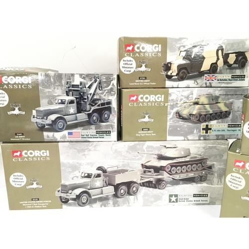 222 - A Collection of Corgi Classic Military Vehicles. Including Tanks and Lorrys.