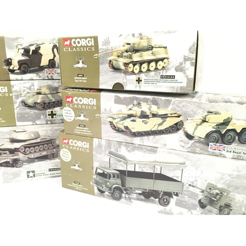 222 - A Collection of Corgi Classic Military Vehicles. Including Tanks and Lorrys.