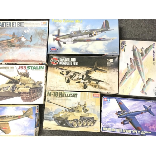 230 - A Collection of Various model kits including Planes and Tanks.