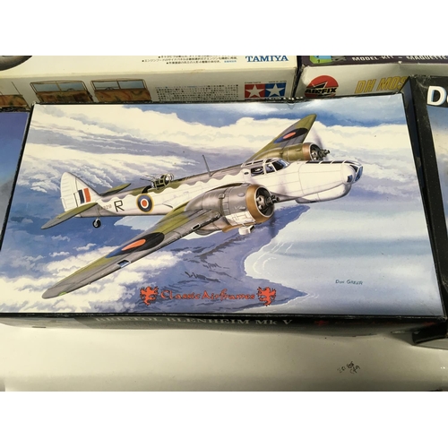 236 - Collection of 5 model aircraft kits by Monogram. Hasegawa. Revell. Airfix and Classic Airframes in o... 