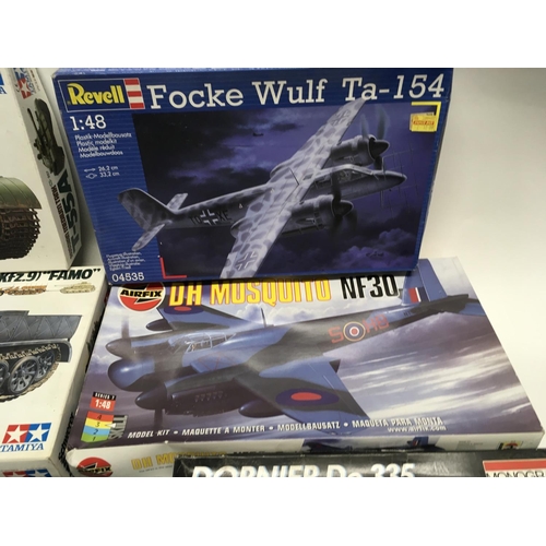 236 - Collection of 5 model aircraft kits by Monogram. Hasegawa. Revell. Airfix and Classic Airframes in o... 