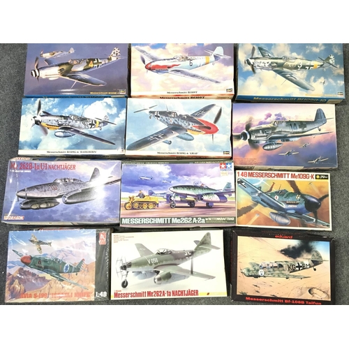 239 - A Box Containing a Collection of Model Aircraft including Tamiya. Hasegawa. Dragon.