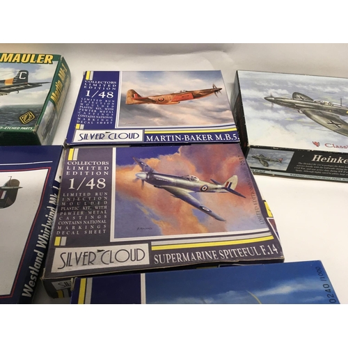 241 - Collection of six aircraft model kits by Silver Cloud. Classic Airframes. Paula. Ace. All in origina... 