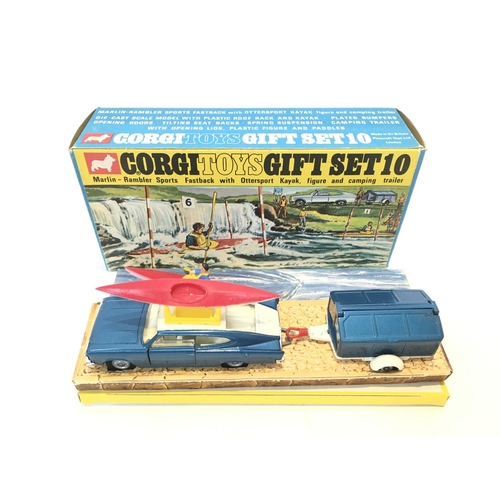 33 - A Boxed Corgi Gift Set 10 Marlin Rambler Sports Fastback With Ottersport Kayak.