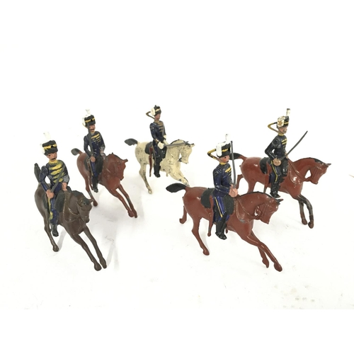 369 - 5 X Britains Mounted Hussars from Set 99.