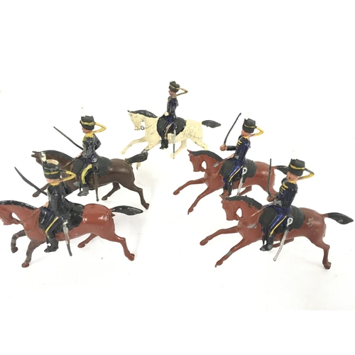 369 - 5 X Britains Mounted Hussars from Set 99.