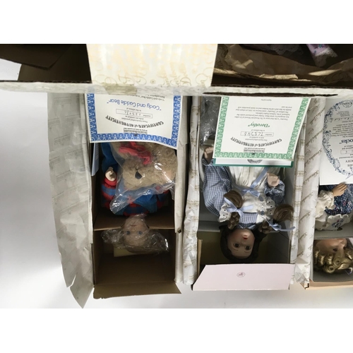 370 - Collection of 5 Collectable dolls and 1 teddy bear. Certificates of authenticity where applicable.