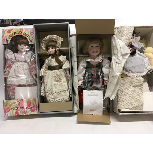 372 - Collection of four porcelain dolls with certificates of authenticity where applicable.