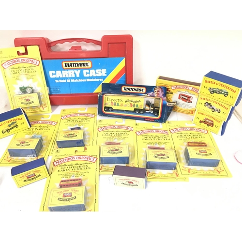 380 - A Matchbox Carrycase and A Collection of Matchbox Originals on Blister Cards also Models of Yesterye... 