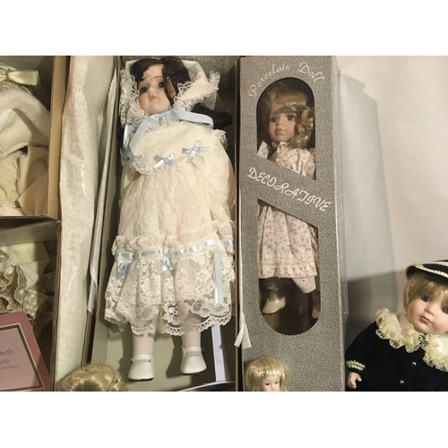 381 - A Collection of seven Collectable porcelain dolls.