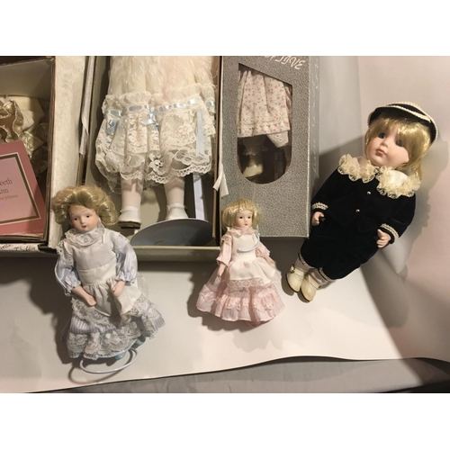 381 - A Collection of seven Collectable porcelain dolls.