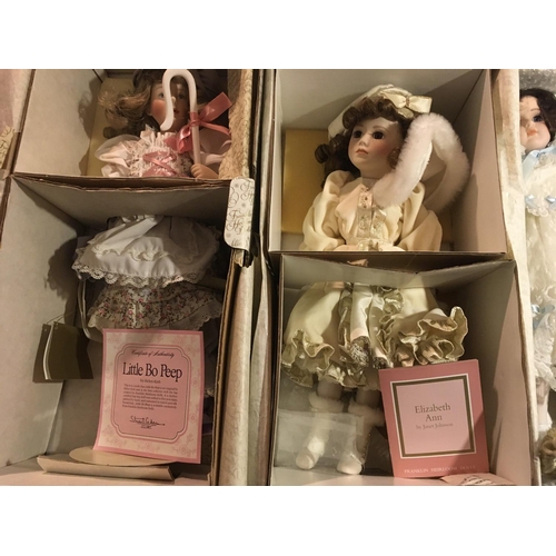 381 - A Collection of seven Collectable porcelain dolls.