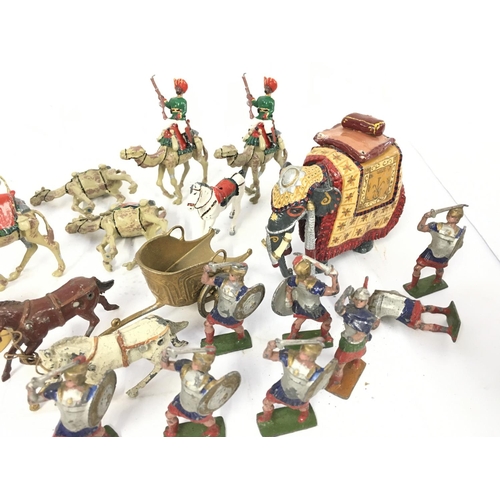 391 - A 1950s Jo Hill Co Roman Chariots From Quo Vardis Set plus an Early Indian State Elephant and Early ... 