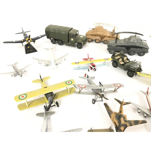 418 - A Box Containing Various Die-cast Aircraft and Military vehicles by Solido.