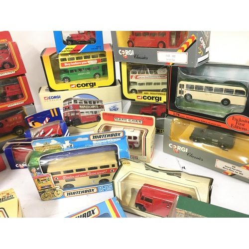 435 - A Collection of Boxed Die-Cast Buses and Vans etc.No Reserve.