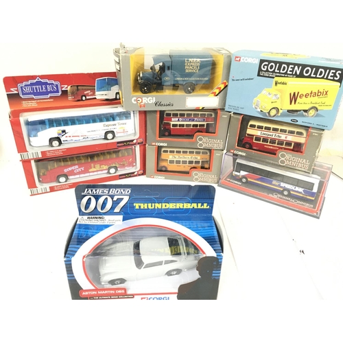 446 - A Collection of Boxed Di-Cast including Corgi Buses etc.