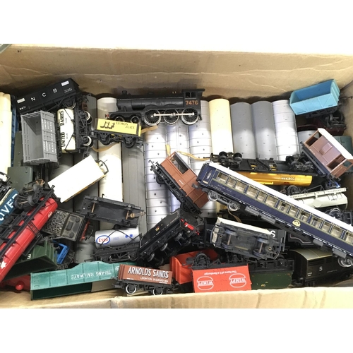 448 - A Box Containing a Collection of 00 Gauge Locos. Coaches and Wagons.