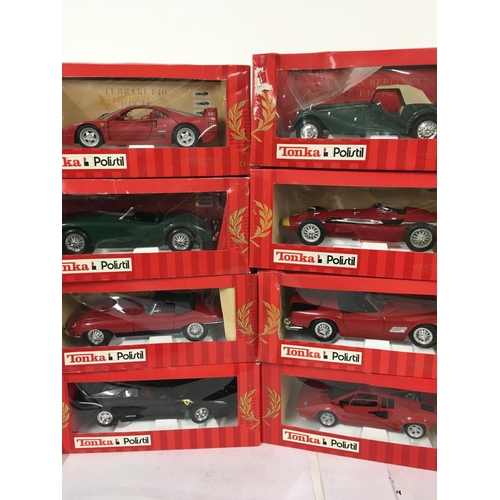 460 - 8 X Tonka Polistil Boxed Die-Cast including Maserati. Ferrari. Jaguar. Etc.