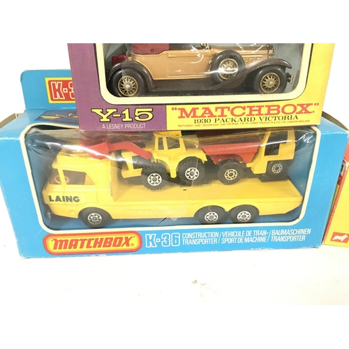 464 - A Collection of Boxed Die-Cast Including a Matchbox Construction Transporter #K-36. A Corgi Beach Bu... 